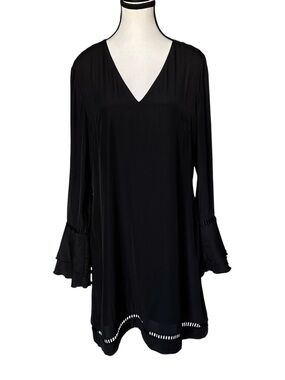 Union of Angels Black Bell Sleeve V-Neck Dress Large Whimsigoth Dark Romantic